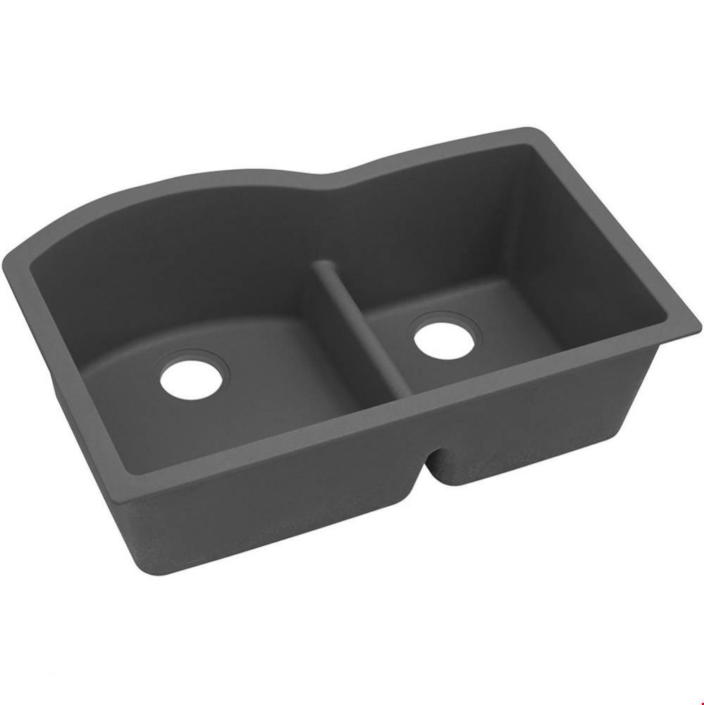 Quartz Classic 33&apos;&apos; x 22&apos;&apos; x 10&apos;&apos;, Offset 60/40 Double Bowl Undermou