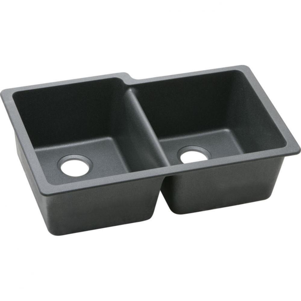 Quartz Classic 33&apos;&apos; x 20-1/2&apos;&apos; x 9-1/2&apos;&apos;, Offset Double Bowl Undermo