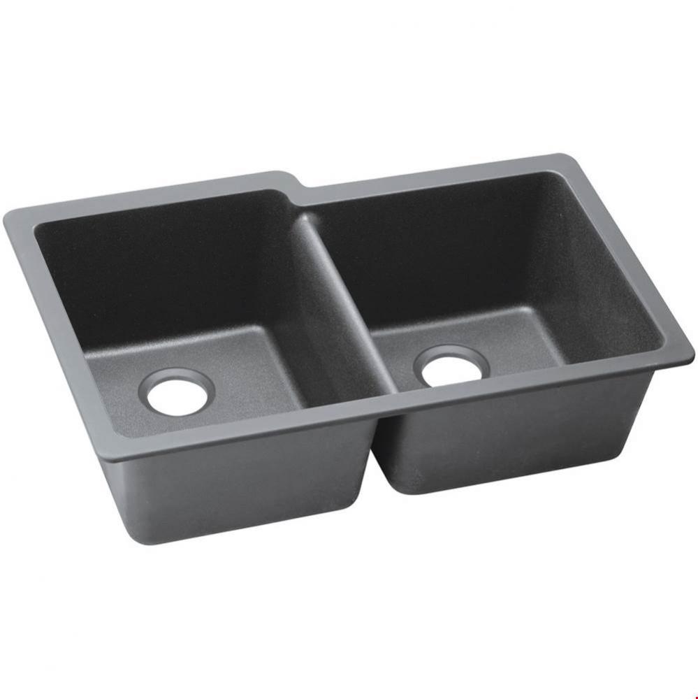 Quartz Classic 33&apos;&apos; x 20-1/2&apos;&apos; x 9-1/2&apos;&apos;, Offset Double Bowl Undermo