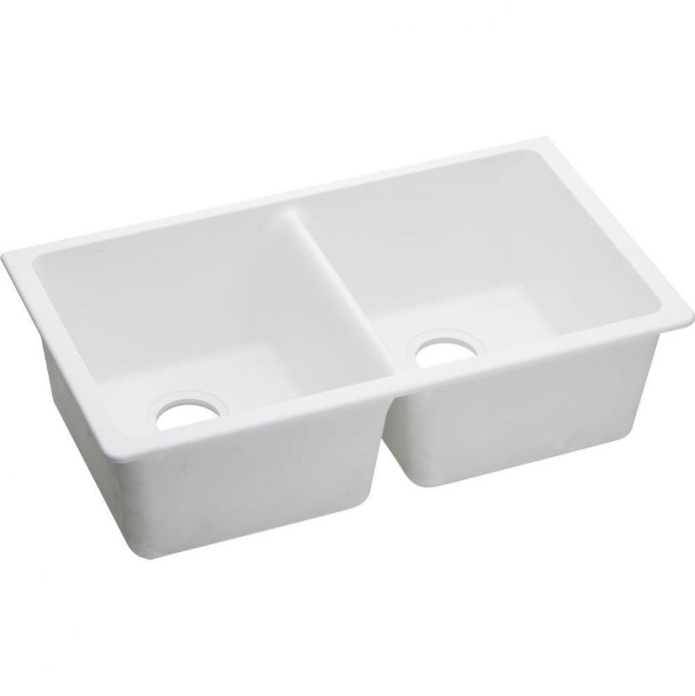 Quartz Classic 33&apos;&apos; x 18-1/2&apos;&apos; x 9-1/2&apos;&apos;, Equal Double Bowl Undermou