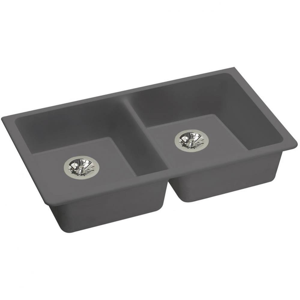 Quartz Classic 33&apos;&apos; x 18-1/2&apos;&apos; x 5-1/2&apos;&apos;, Double Bowl Undermount ADA