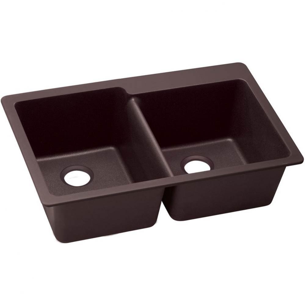 Elkay Quartz Luxe 33&apos;&apos; x 22&apos;&apos; x 9-1/2&apos;&apos;, Offset Double Bowl Drop-in