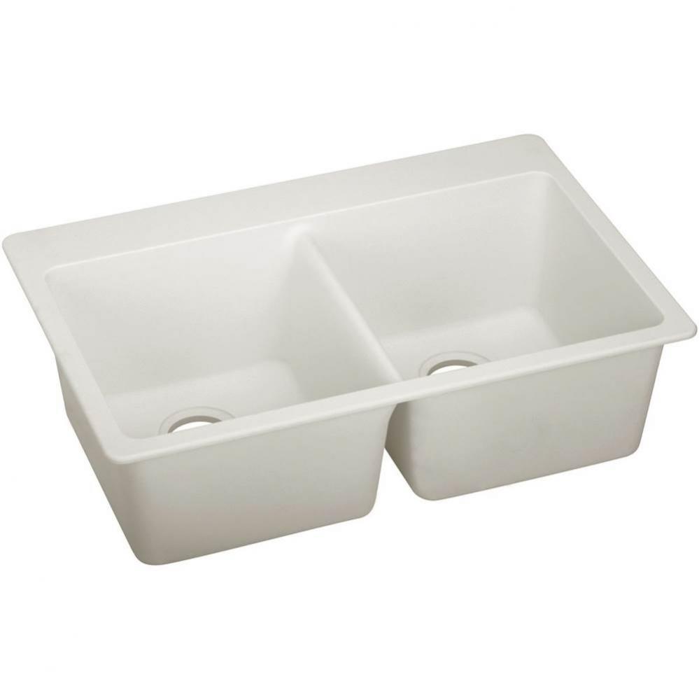 Elkay Quartz Luxe 33&apos;&apos; x 22&apos;&apos; x 9-1/2&apos;&apos;, Equal Double Bowl Drop-in S