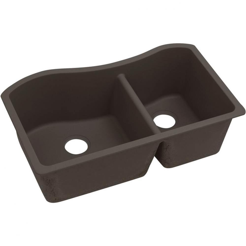 Elkay Quartz Luxe 32-1/2&apos;&apos; x 20&apos;&apos; x 10&apos;&apos;, 60/40 Double Bowl Undermou