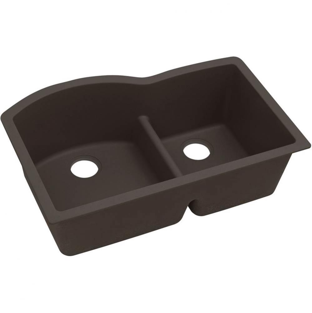 Elkay Quartz Luxe 33&apos;&apos; x 22&apos;&apos; x 10&apos;&apos;, Offset 60/40 Double Bowl Under