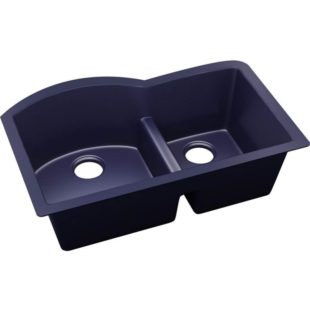 Elkay Quartz Luxe 33&apos;&apos; x 22&apos;&apos; x 10&apos;&apos;, Offset 60/40 Double Bowl Under