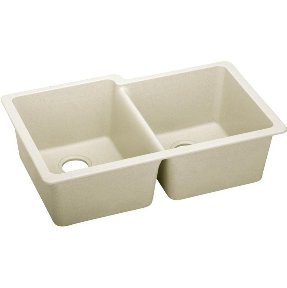 Elkay Quartz Luxe 33&apos;&apos; x 20-1/2&apos;&apos; x 9-1/2&apos;&apos;, Offset Double Bowl Unde