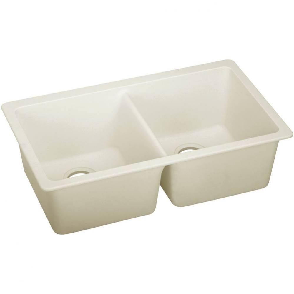 Elkay Quartz Luxe 33&apos;&apos; x 18-1/2&apos;&apos; x 9-1/2&apos;&apos;, Equal Double Bowl Under