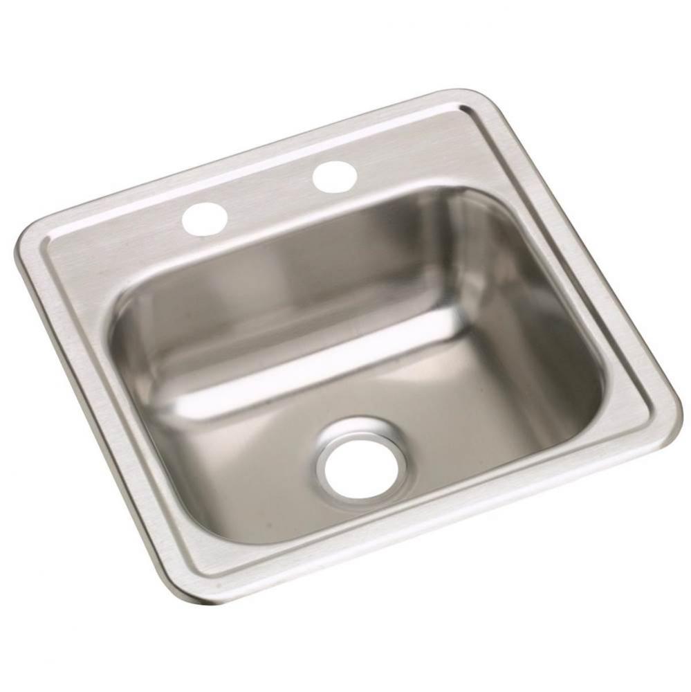 Dayton Stainless Steel 15&apos;&apos; x 15&apos;&apos; x 5-3/16&apos;&apos;, 2-Hole Single Bowl Dr