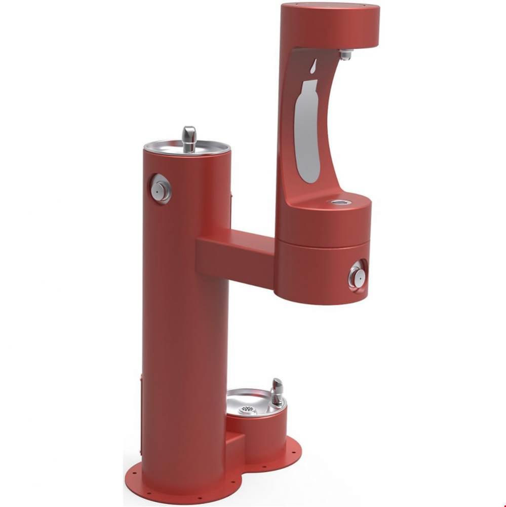 Outdoor ezH2O Lower Bottle Filling Station Bi-Level, Pedestal with Pet Station Non-Filtered Non-Re