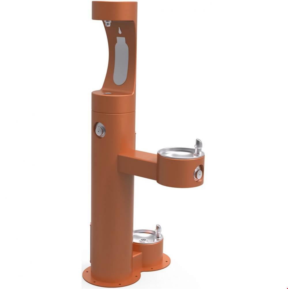 Outdoor ezH2O Upper Bottle Filling Station Bi-Level, Pedestal with Pet Station Non-Filtered Non-Re