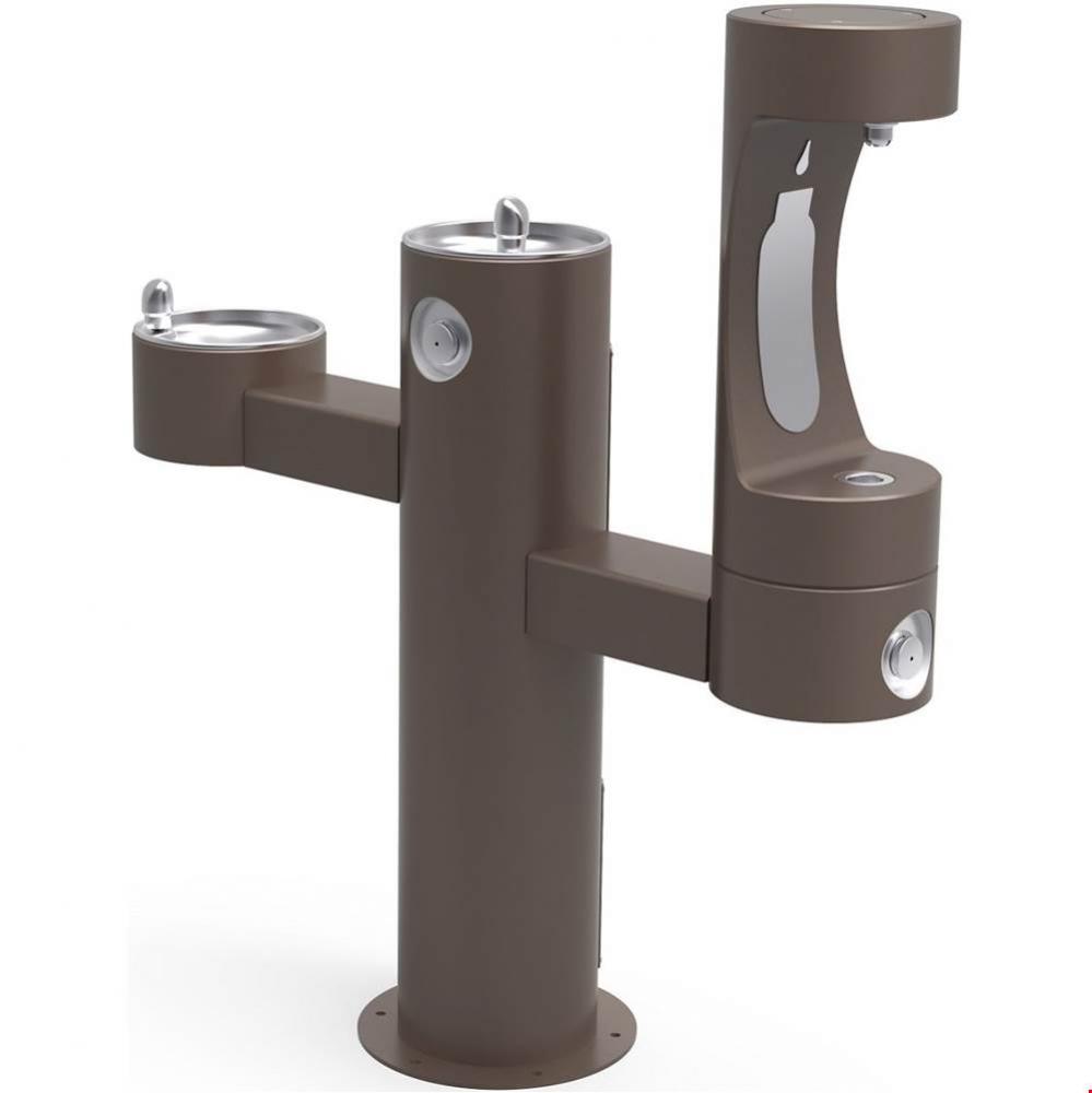 Outdoor ezH2O Lower Bottle Filling Station Tri-Level Pedestal, Non-Filtered Non-Refrigerated Brown