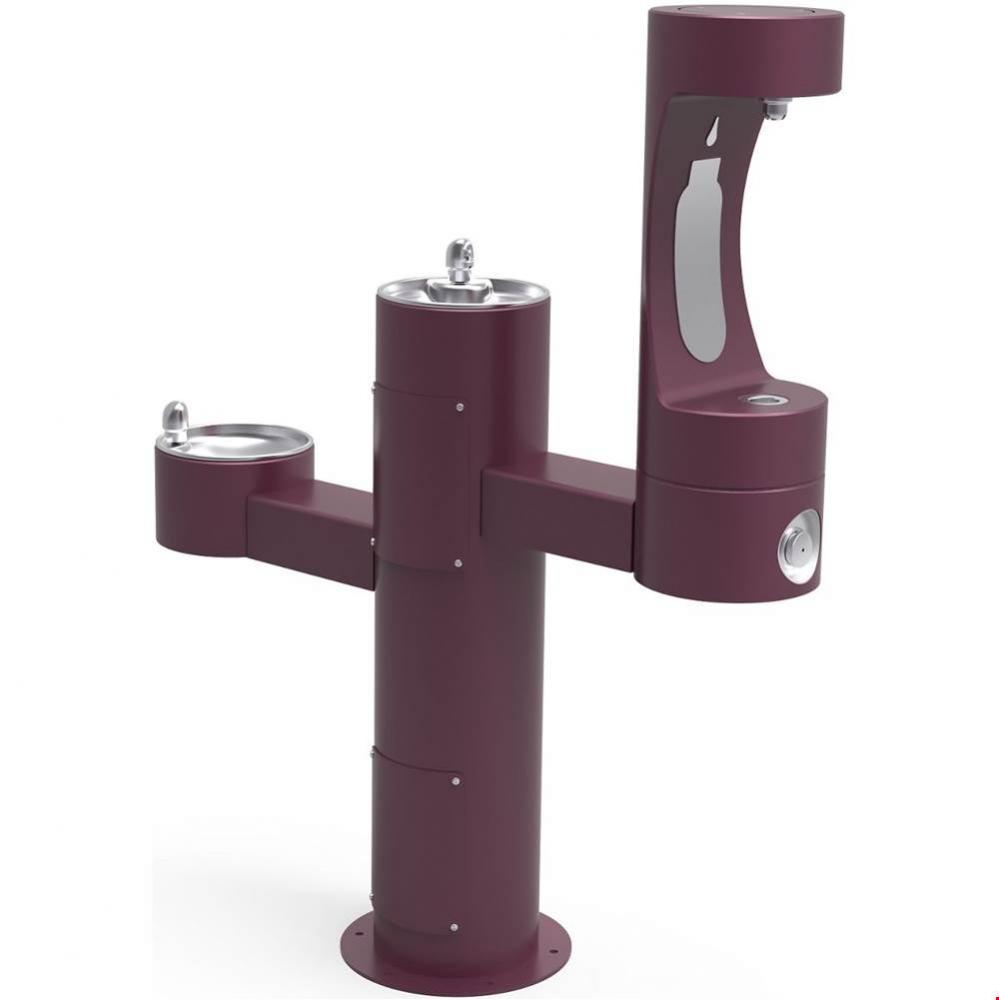 Outdoor ezH2O Middle Bottle Filling Station Tri-Level Pedestal, Non-Filtered Non-Refrigerated Purp