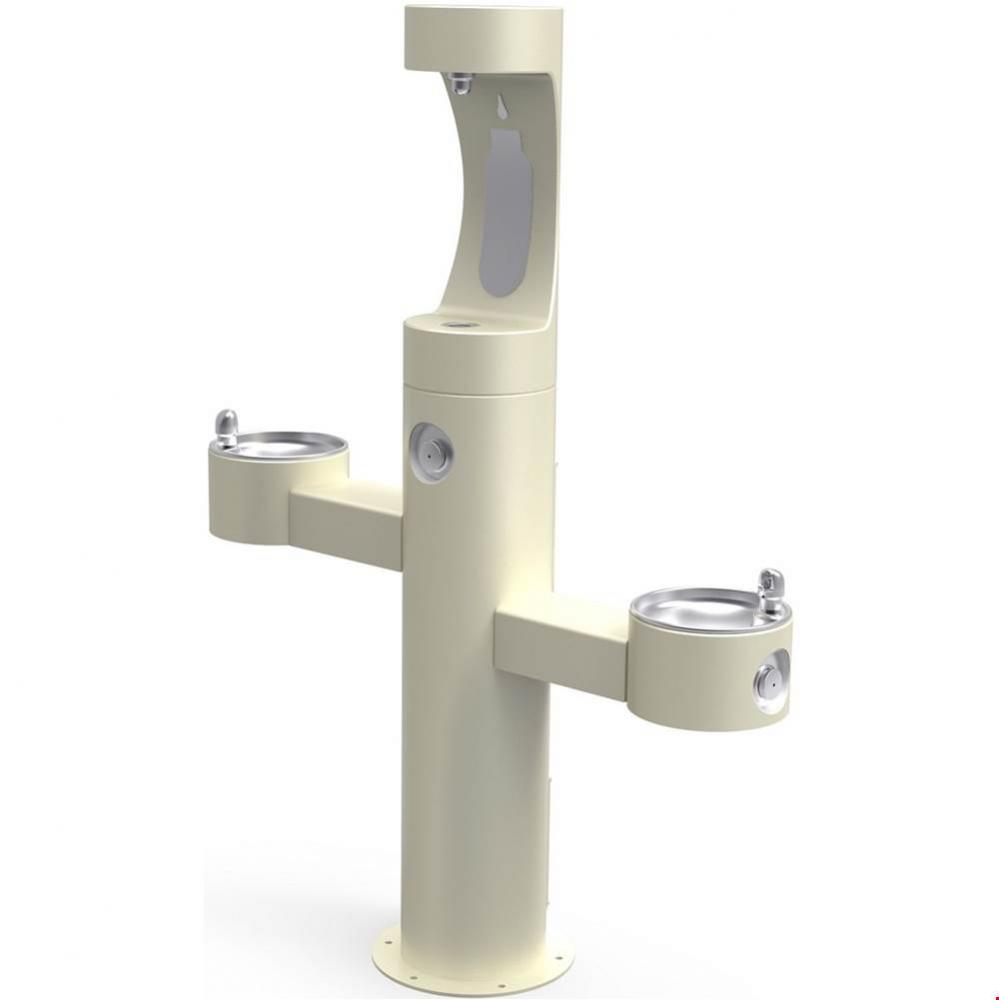 Outdoor ezH2O Upper Bottle Filling Station Tri-Level Pedestal, Non-Filtered Non-Refrigerated Beige