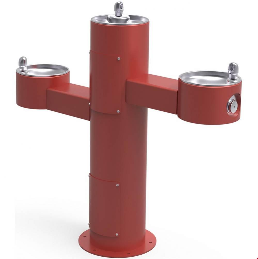 Outdoor Fountain Tri-Level Pedestal Non-Filtered, Non-Refrigerated Red