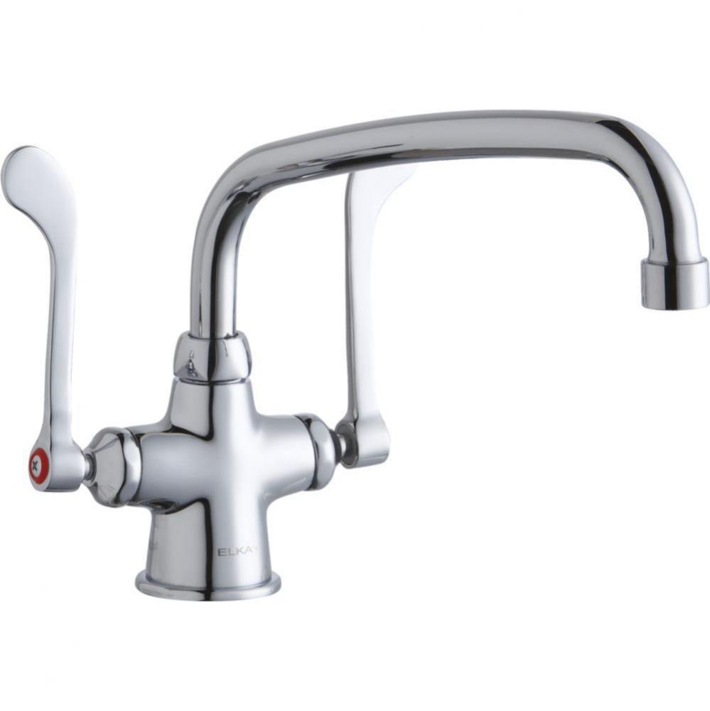 Single Hole with Concealed Deck Faucet with 10&apos;&apos; Arc Tube Spout 6&apos;&apos; Wristblade