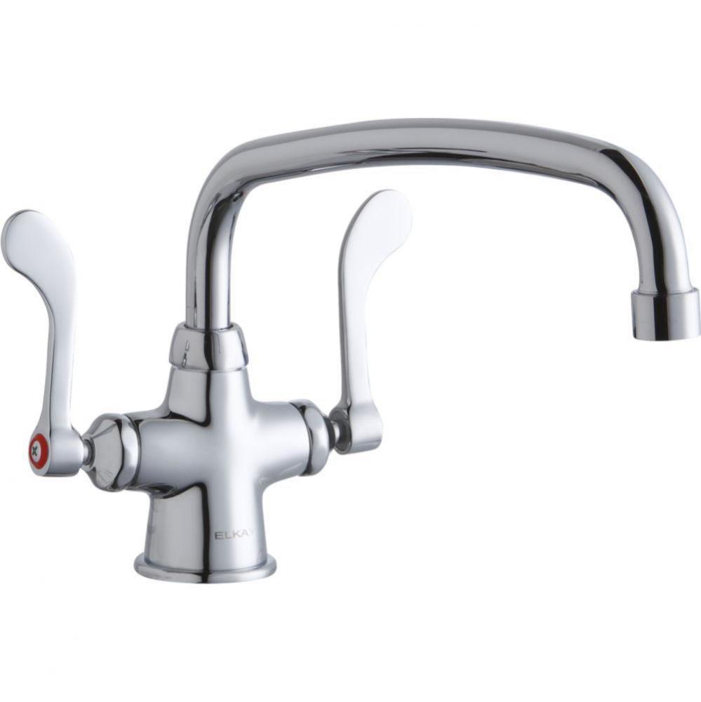 Single Hole with Concealed Deck Faucet with 12&apos;&apos; Arc Tube Spout 4&apos;&apos; Wristblade