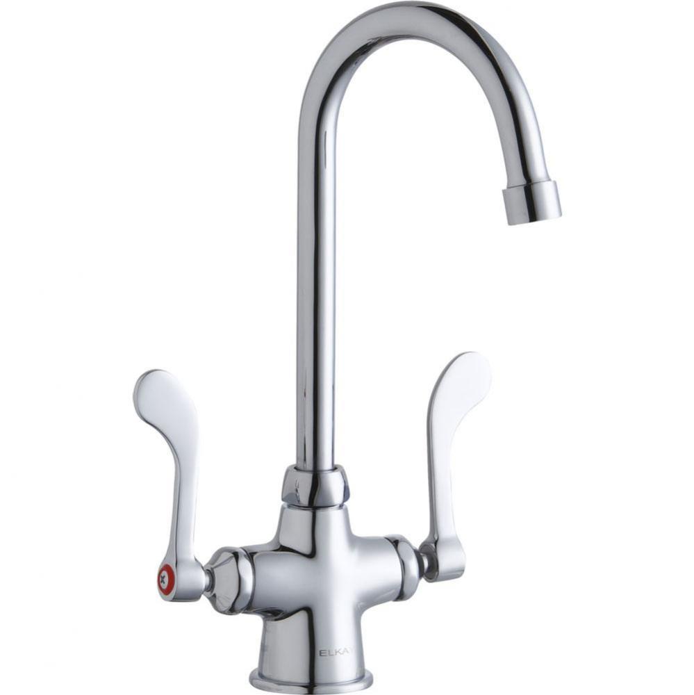 Single Hole with Concealed Deck Faucet with 5&apos;&apos; Gooseneck Spout 4&apos;&apos; Wristblade