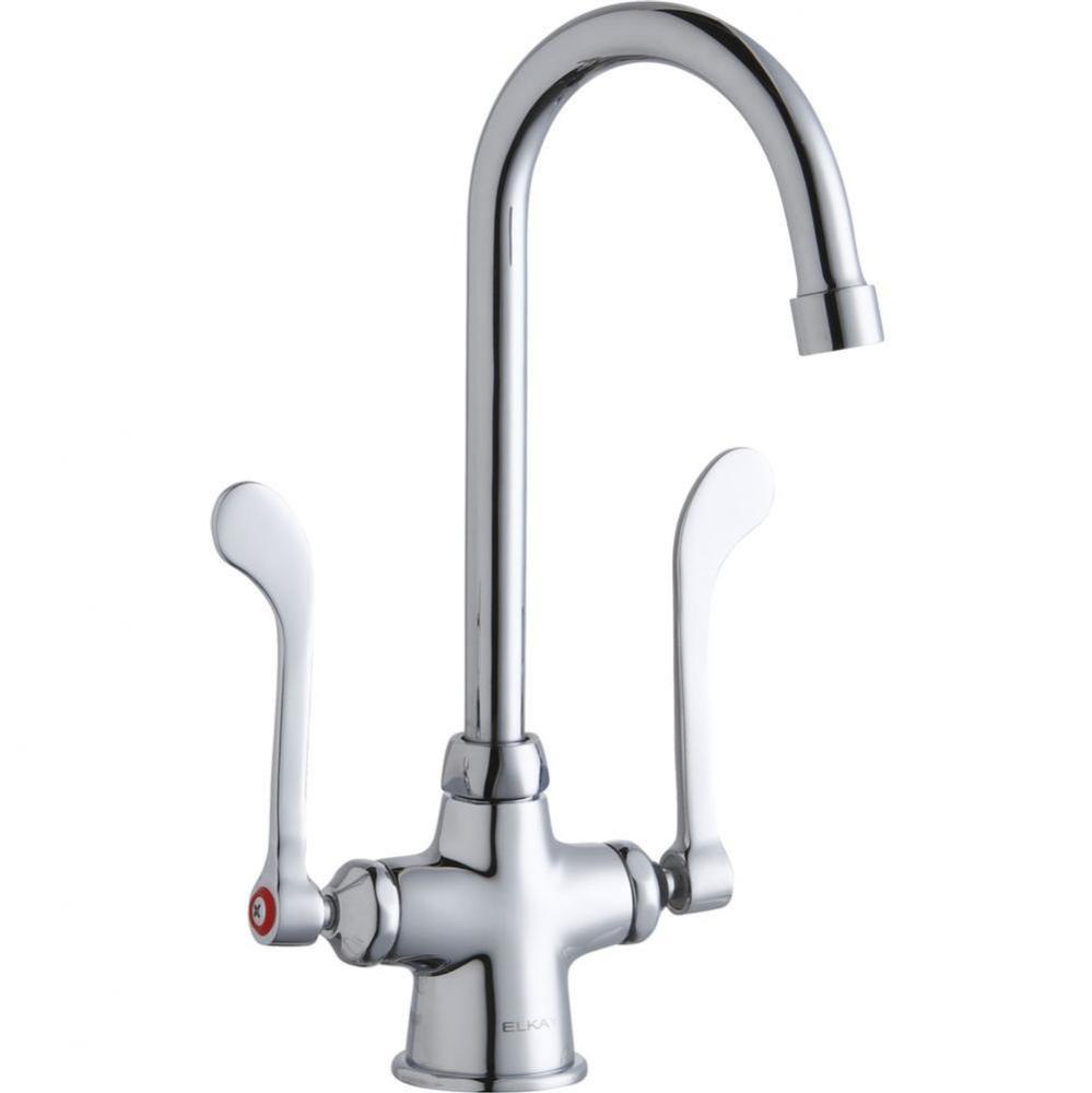 Single Hole with Concealed Deck Faucet with 5&apos;&apos; Gooseneck Spout 6&apos;&apos; Wristblade