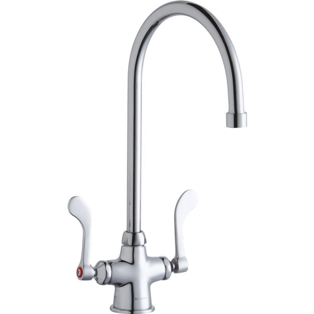 Single Hole with Concealed Deck Faucet with 8&apos;&apos; Gooseneck Spout 4&apos;&apos; Wristblade