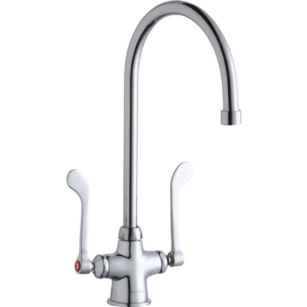 Single Hole with Concealed Deck Faucet with 8&apos;&apos; Gooseneck Spout 6&apos;&apos; Wristblade