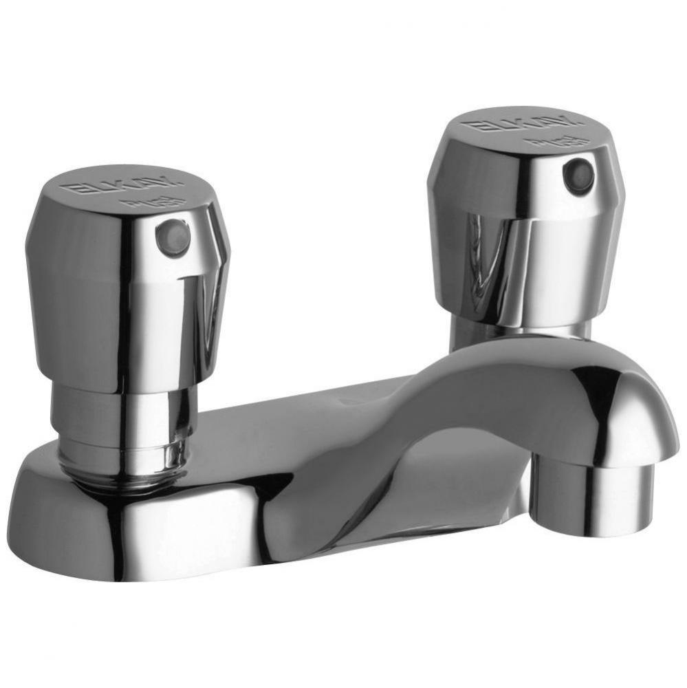 Single Hole Deck Mount Metered Lavatory Faucet with 4&apos;&apos; Cast Fixed Spout Push Button Han