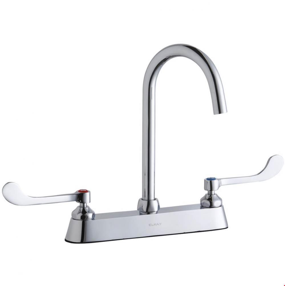 8&apos;&apos; Centerset with Exposed Deck Laminar Flow Faucet with 5&apos;&apos; Gooseneck Spout 6