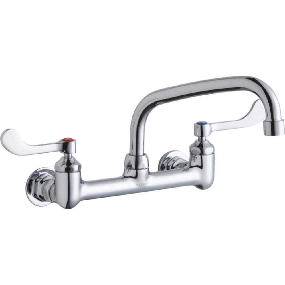 Foodservice 8&apos;&apos; Centerset Wall Mount Faucet with 8&apos;&apos; Arc Tube Spout 4&apos;&ap