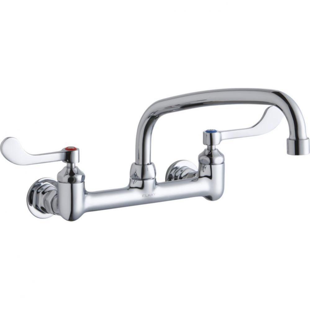 Foodservice 8&apos;&apos; Centerset Wall Mount Faucet with 10&apos;&apos; Arc Tube Spout 4&apos;&a