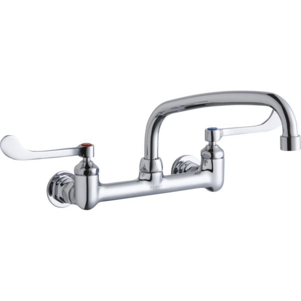 Foodservice 8&apos;&apos; Centerset Wall Mount Faucet with 10&apos;&apos; Arc Tube Spout 6&apos;&a