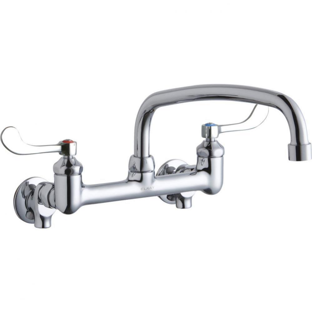 Foodservice 8&apos;&apos; Centerset Wall Mount Faucet with 14&apos;&apos; Arc Tube Spout 4in Wrist