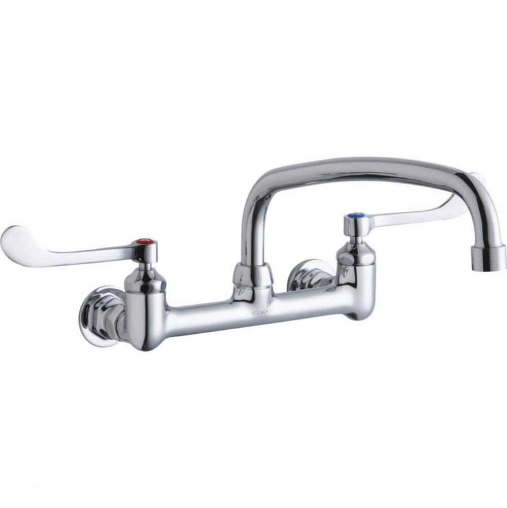 Foodservice 8&apos;&apos; Centerset Wall Mount Faucet with 12&apos;&apos; Arc Tube Spout 6&apos;&a