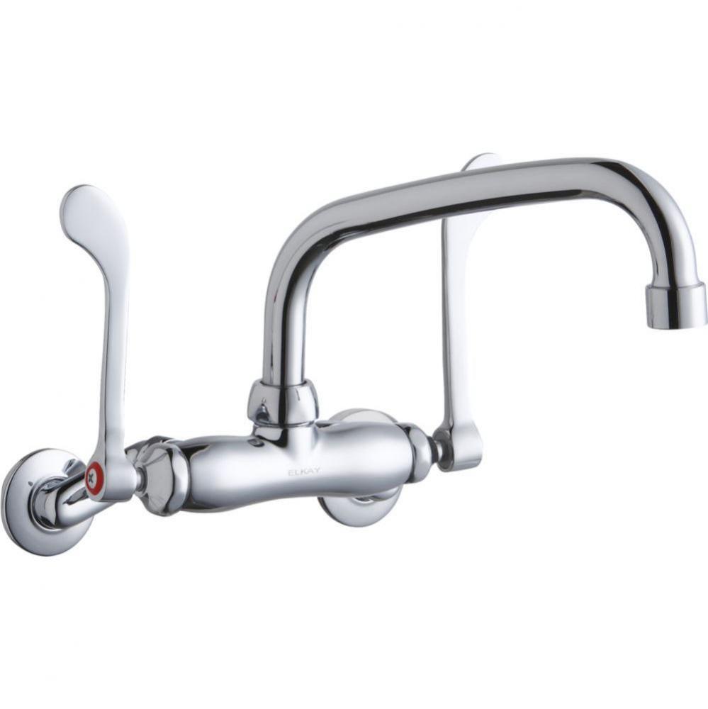 Foodservice 3-8&apos;&apos; Adjustable Centers Wall Mount Faucet w/8&apos;&apos; Arc Tube Spout 6&