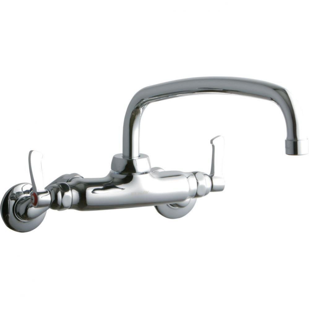 Foodservice 3-8&apos;&apos; Adjustable Centers Wall Mount Faucet w/14&apos;&apos; Arc Tube Spout 2