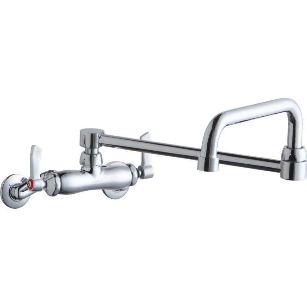 Foodservice 3-8&apos;&apos; Adjustable Centers Wall Mount Faucet w/Double Swing Spout 2in Lever Ha