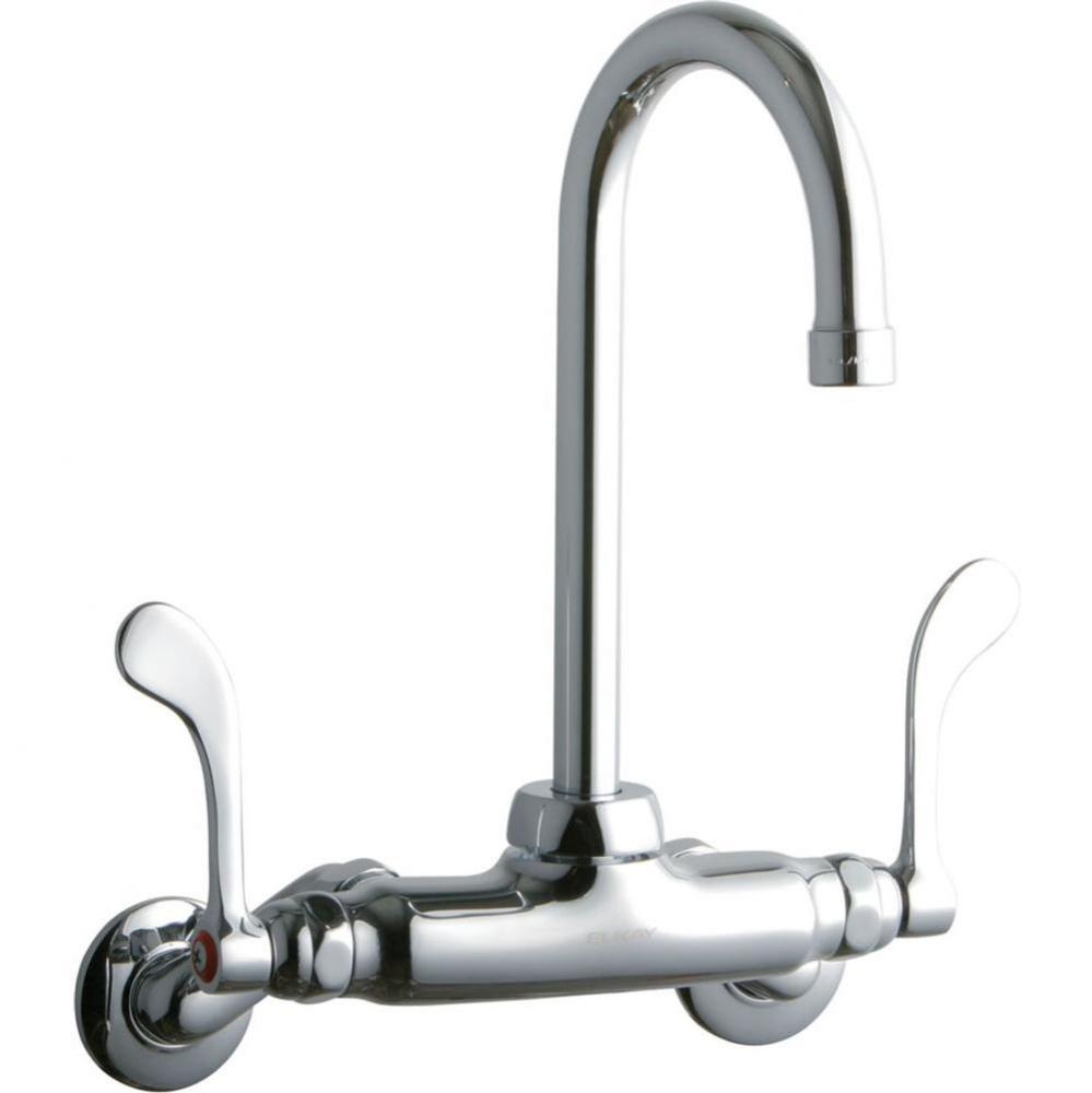 Foodservice 3-8&apos;&apos; Adjustable Centers Wall Mount Faucet w/5&apos;&apos; Gooseneck Spout 4