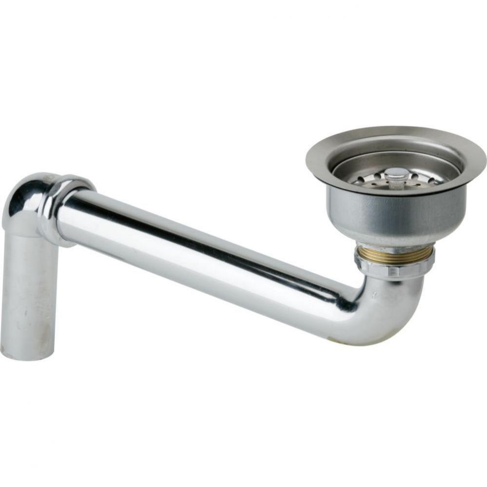 3-1/2&apos;&apos; Drain Fitting&apos;&apos; Stainless Steel Body, Strainer Basket and Offset Tailp