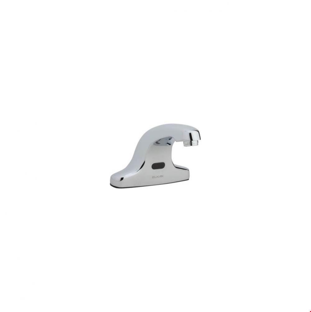 Commercial Electronic Lavatory Battery Powered Deck Mount Faucet with Cast Fixed Spout Chrome