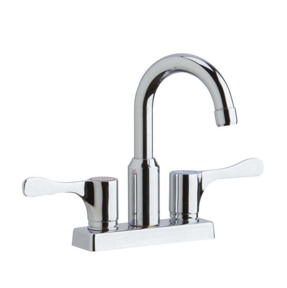 4&apos;&apos; Centerset Exposed Deck Mount Faucet with Arc Spout and 4&apos;&apos; Lever Handles