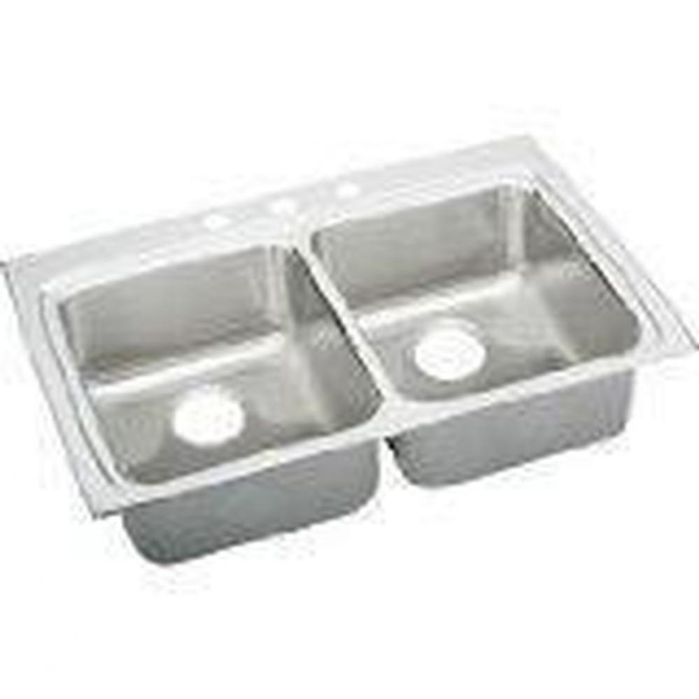 18 Gauge 33&apos;&apos; X 22&apos;&apos; X 6.5&apos;&apos; Double Bowl Kitchen Sink