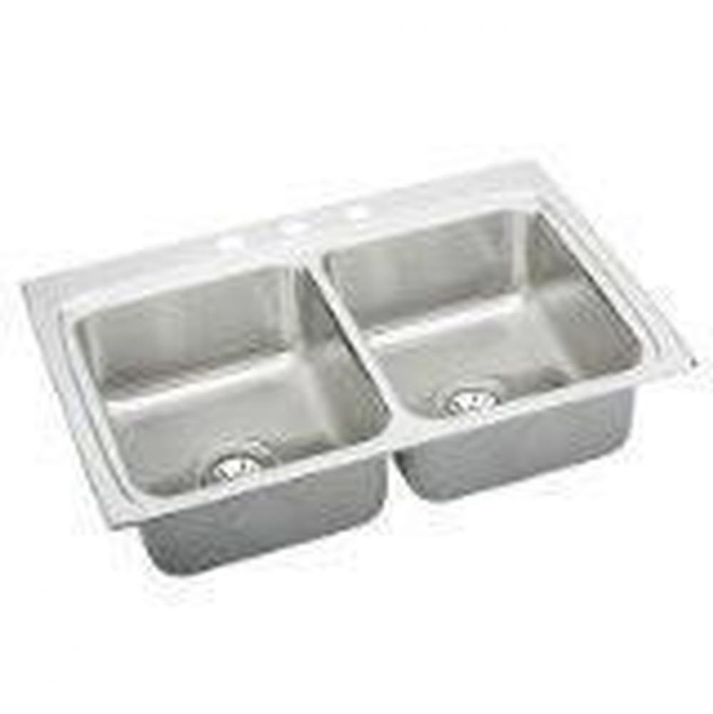 18 Gauge 33&apos;&apos; X 22&apos;&apos; X 8.1&apos;&apos; Double Bowl Kitchen Sink