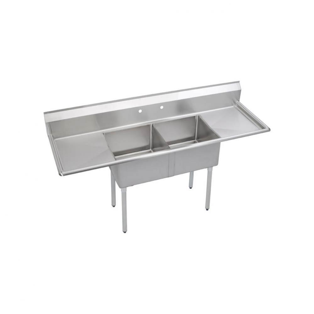 Dependabilt Stainless Steel 74&apos;&apos; x 23-13/16&apos;&apos; x 44-3/4&apos;&apos; 16 Gauge Tw