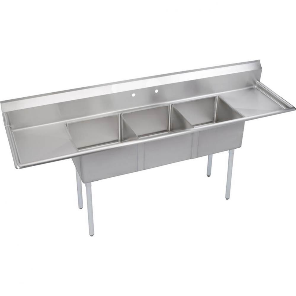 Dependabilt Stainless Steel 94&apos;&apos; x 23-13/16&apos;&apos; x 44-3/4&apos;&apos; 16 Gauge Th