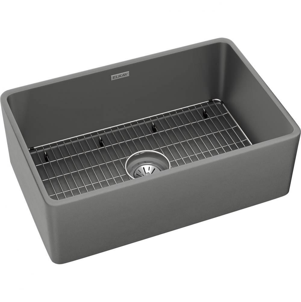 Fireclay 30&apos;&apos; x 19-15/16&apos;&apos; x 9-1/8&apos;&apos;, Single Bowl Farmhouse Sink Kit