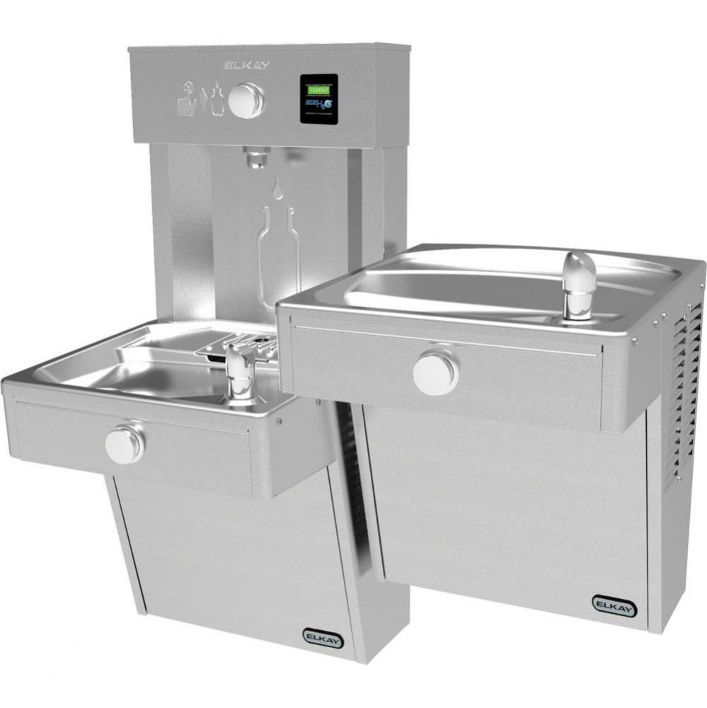 ezH2O Vandal-Resistant Bottle Filling Station, and Bi-Level Reverse Cooler, Non-Filtered Non-Refri