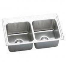 Elkay DLR331910X - 18 Gauge 33'' X 19.5'' X 10.125'' Double Bowl Kitchen Sink