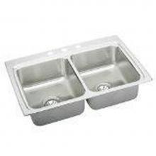 Elkay DLR332210X - 18 Gauge 33'' X 22'' X 10.125'' Double Bowl Kitchen Sink