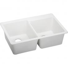 Elkay ELG250RWH0 - Quartz Classic 33'' x 22'' x 9-1/2'', Offset Double Bowl Drop-in Sin