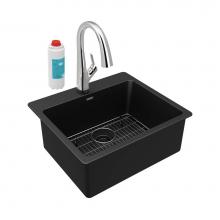 Elkay ELG2522BK0FLC - Quartz Classic 25'' x 22'' x 9-1/2'', Single Bowl Drop-in Sink Kit w