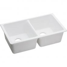 Elkay ELGU3322WH0 - Quartz Classic 33'' x 18-1/2'' x 9-1/2'', Equal Double Bowl Undermou